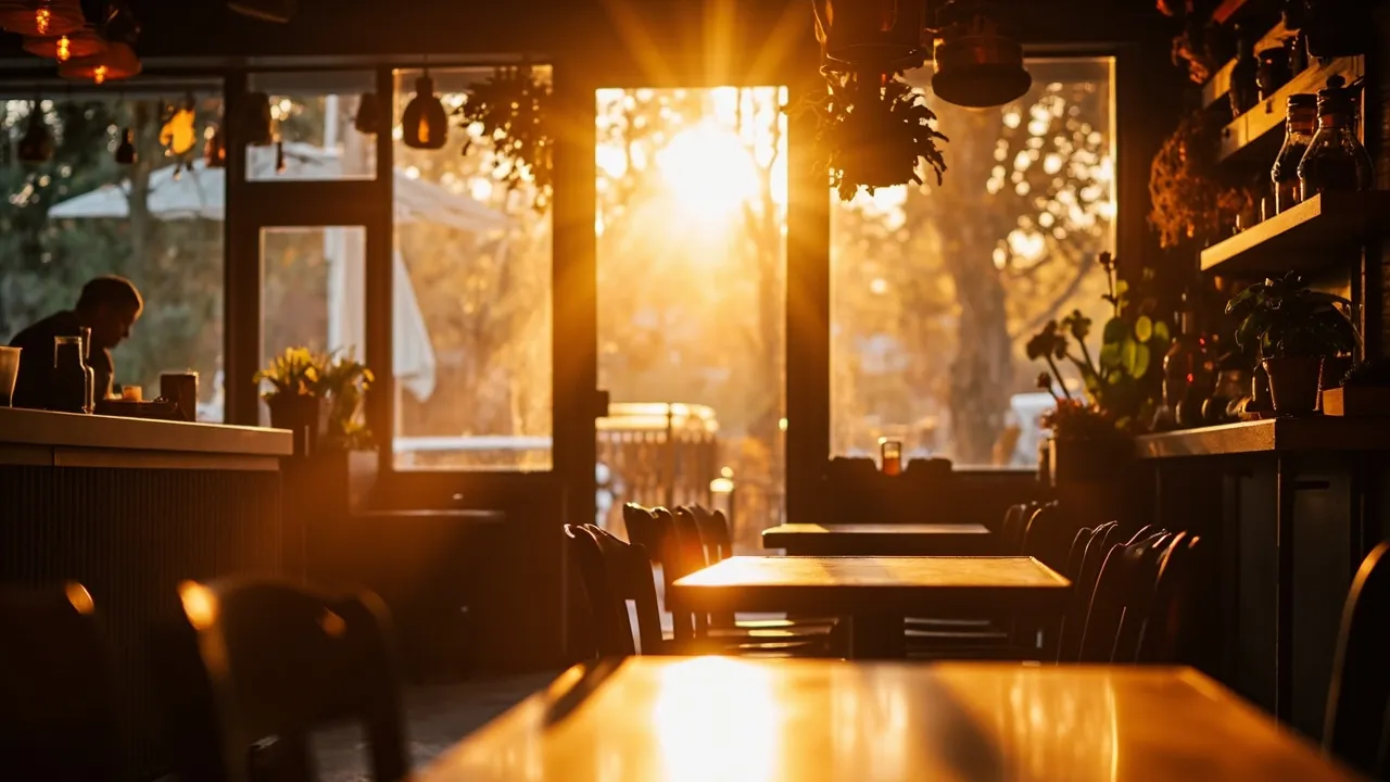 Gemütliches Café-Interieur in warmem Licht